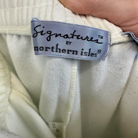 Signature By Northern Isles Sweatpants Womens Medium White Cotton Blend Pull On - Picture 4 of 11